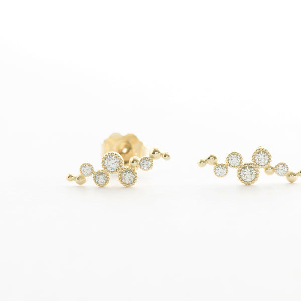 Diamond Milgrain Bezel and Ball Earrings - Easter Ahn Design