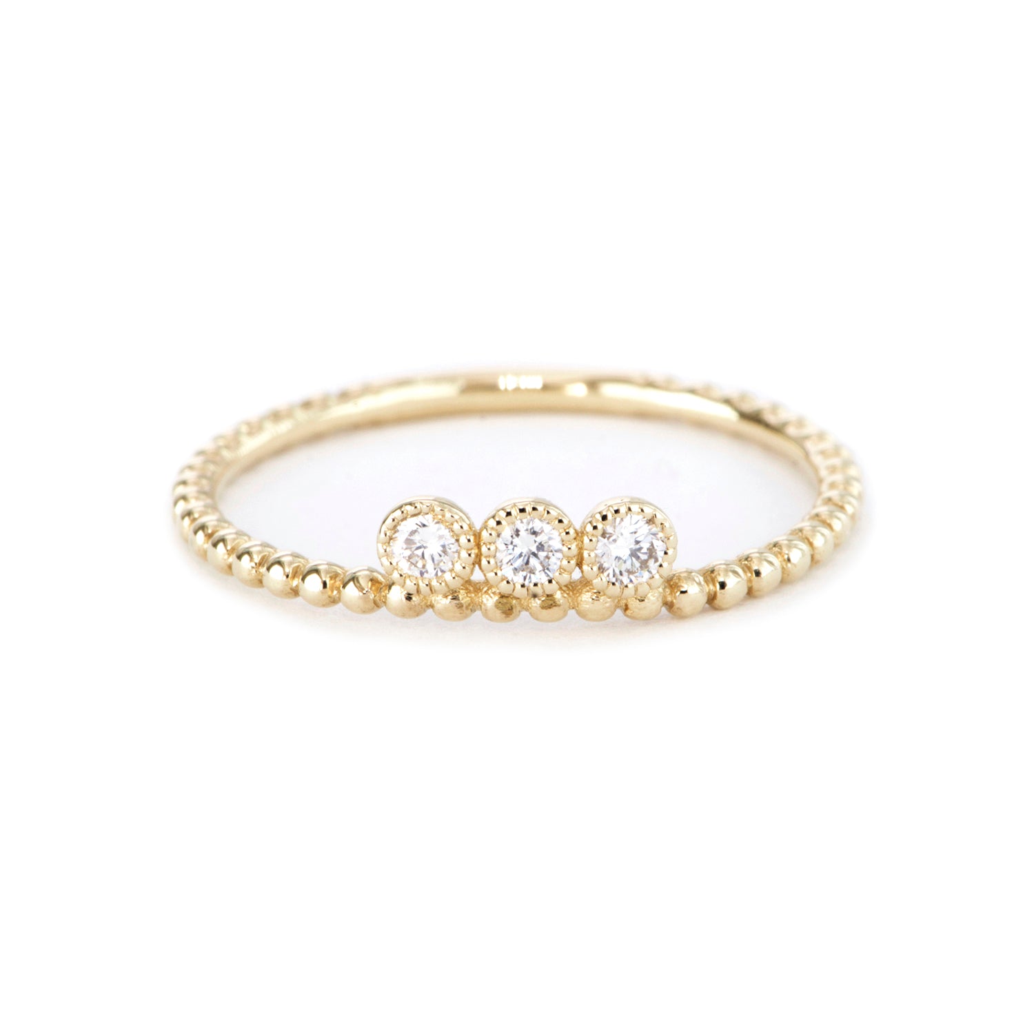 3 Stone Diamond Bezel Band - Easter Ahn Design