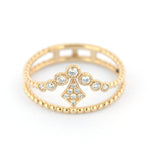 Diamond Bezel V Kite Double Beaded Band - Easter Ahn Design