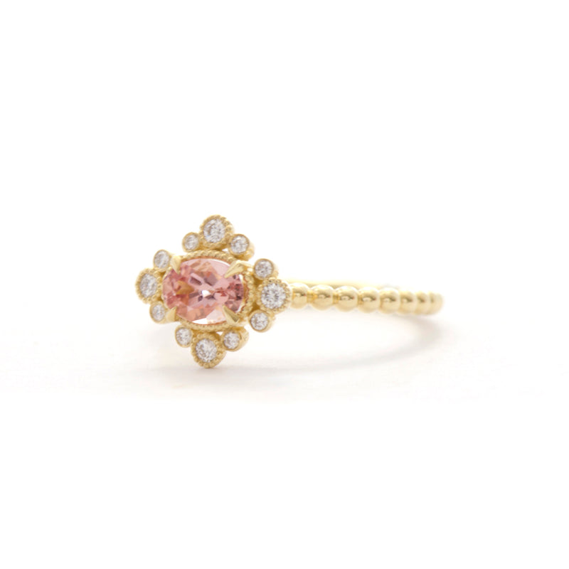 Oval Imperial Topaz Diamond Bezel Ring - Easter Ahn Design