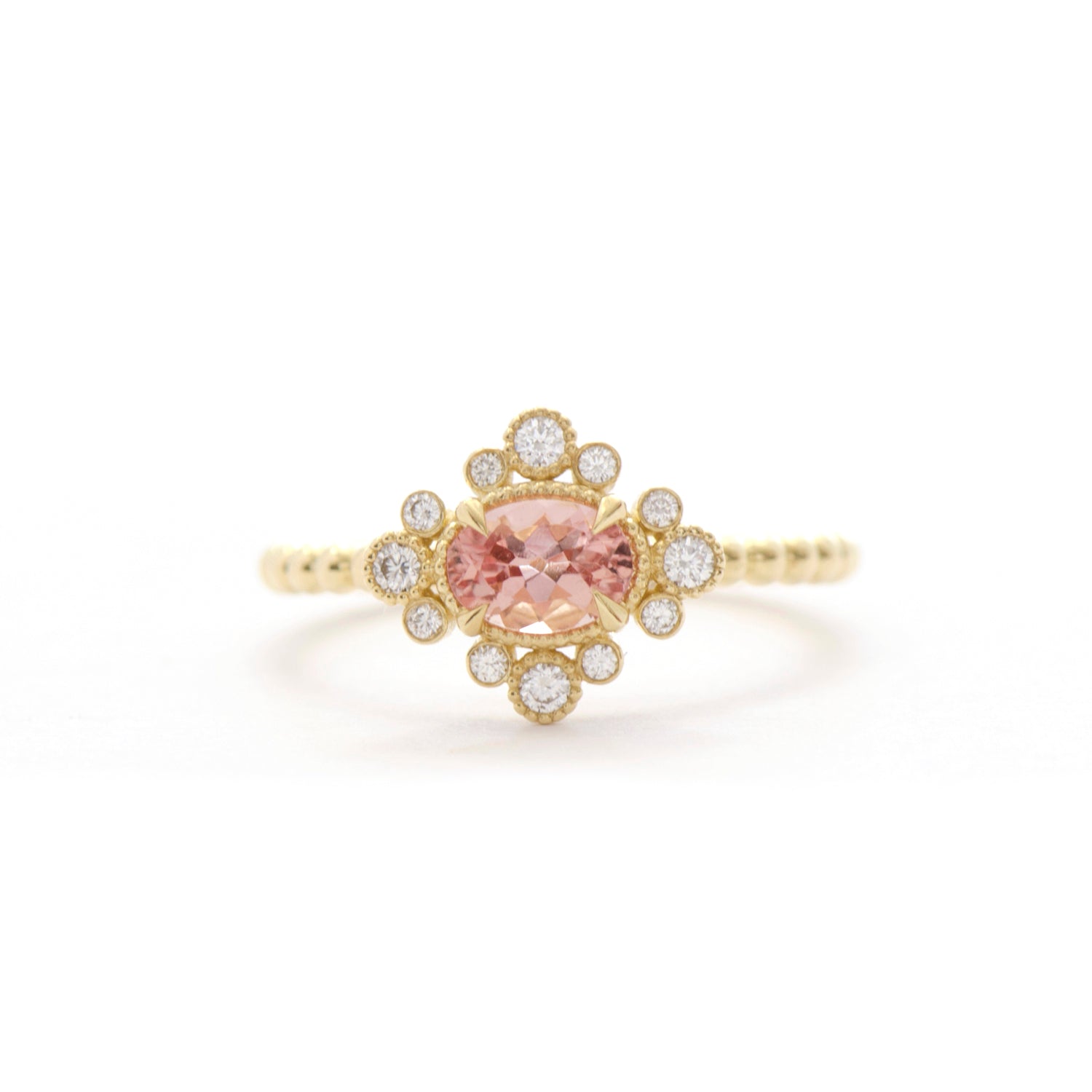 Oval Imperial Topaz Diamond Bezel Ring - Easter Ahn Design