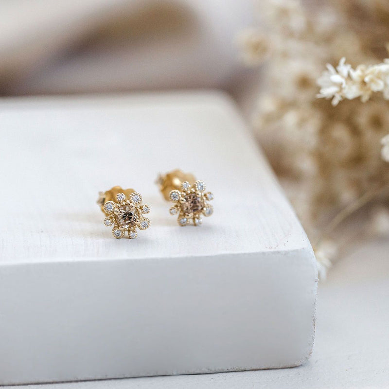 Champagne Tourmaline and Diamond Earrings - Easter Ahn Design