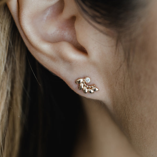 Marquise Curved Diamond Bezel Earrings - Easter Ahn Design