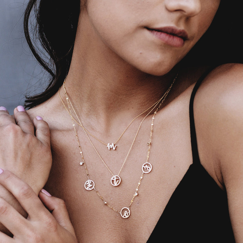 Mini Love Letter Necklace (White Gold) - Easter Ahn Design