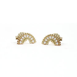 Beaded Pave Diamond Arc Earrings - Easter Ahn Design