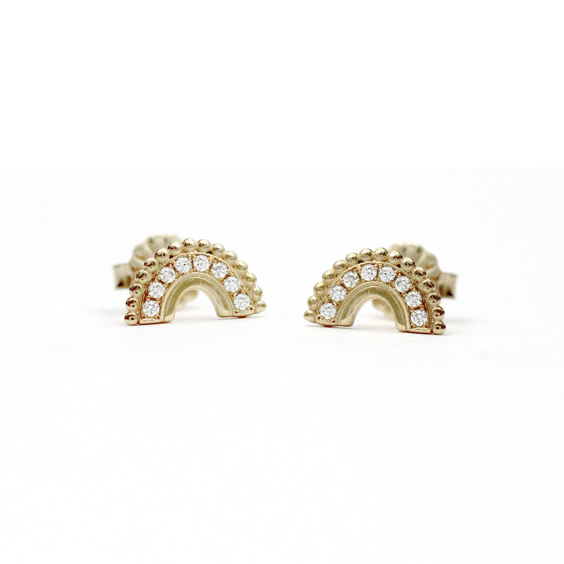 Beaded Pave Diamond Arc Earrings - Easter Ahn Design