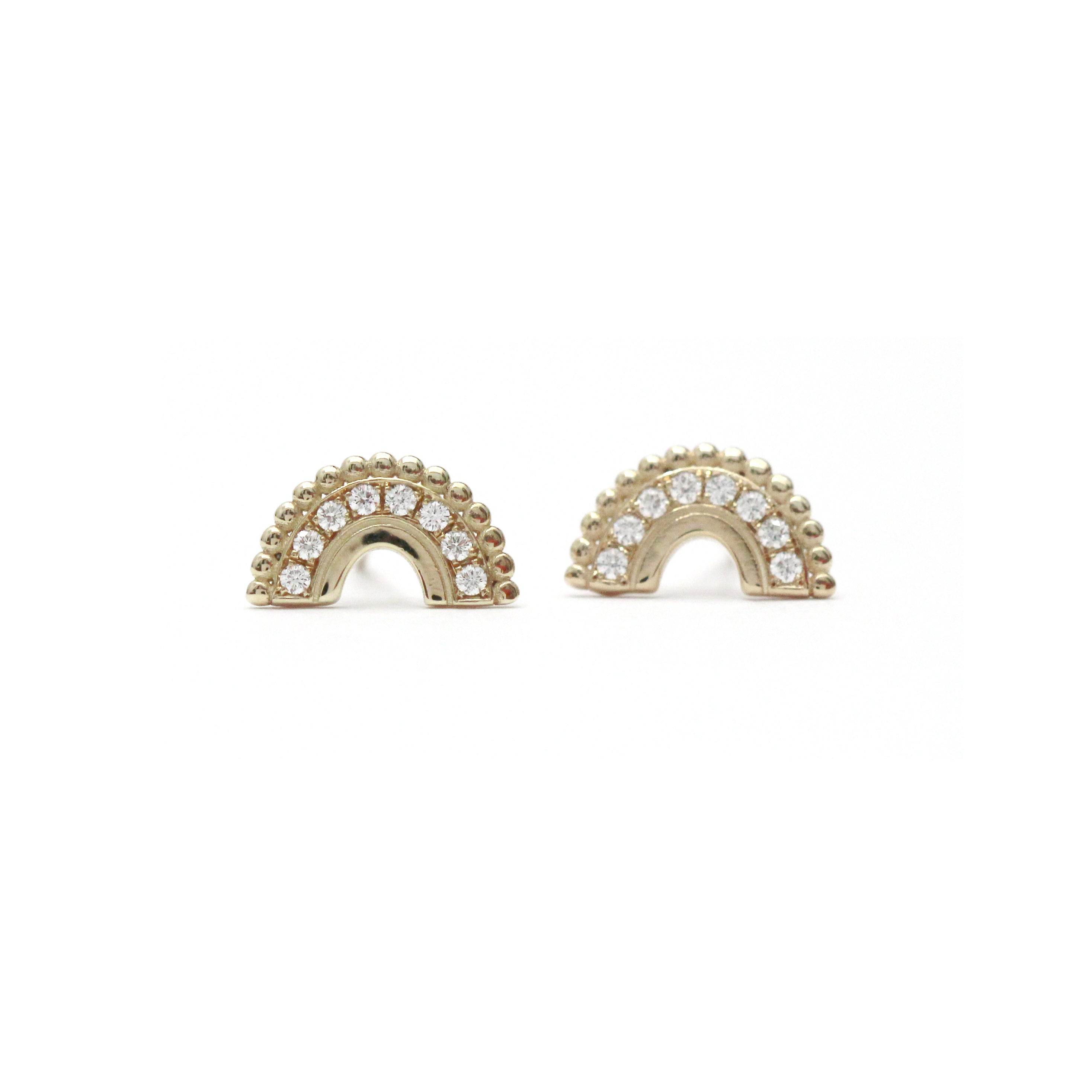 Beaded Pave Diamond Arc Earrings - Easter Ahn Design