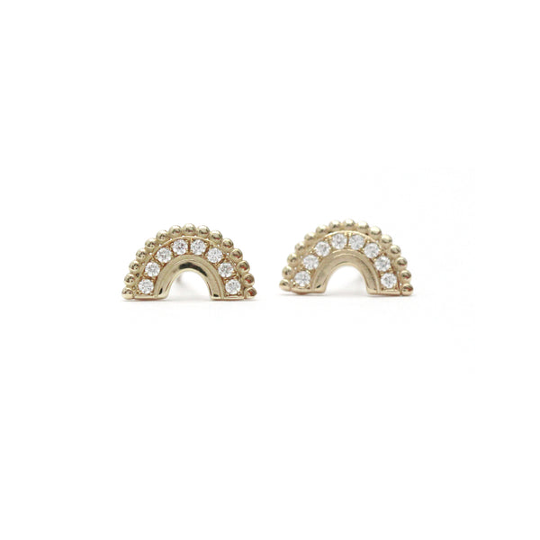 Beaded Pave Diamond Arc Earrings - Easter Ahn Design