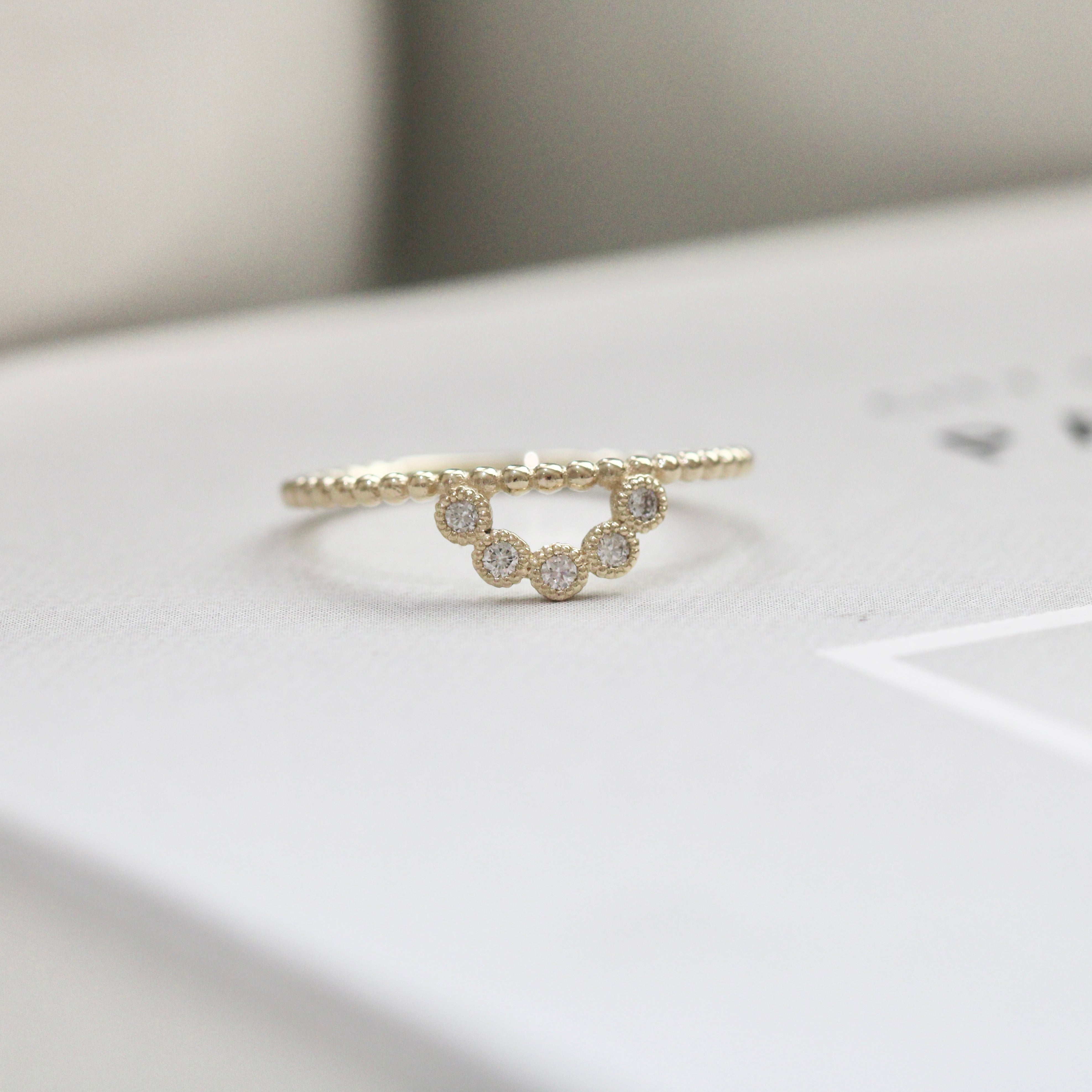 5 Stone Diamond Arch Bezel Ring - Easter Ahn Design