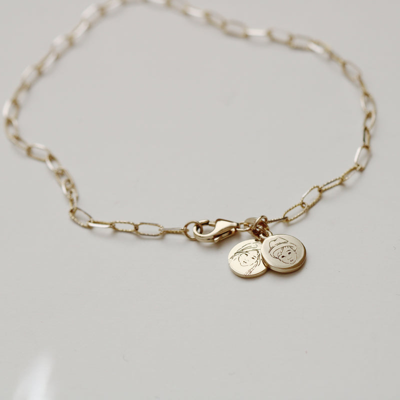 Custom Face Engraved Tag Bracelet (Yellow Gold)