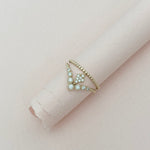 Diamond Bezel V Kite Double Beaded Band - Easter Ahn Design