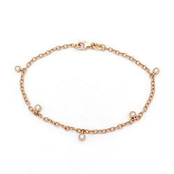 Diamond Dangle Beaded Bezel Bracelet (Rose Gold) - Easter Ahn Design