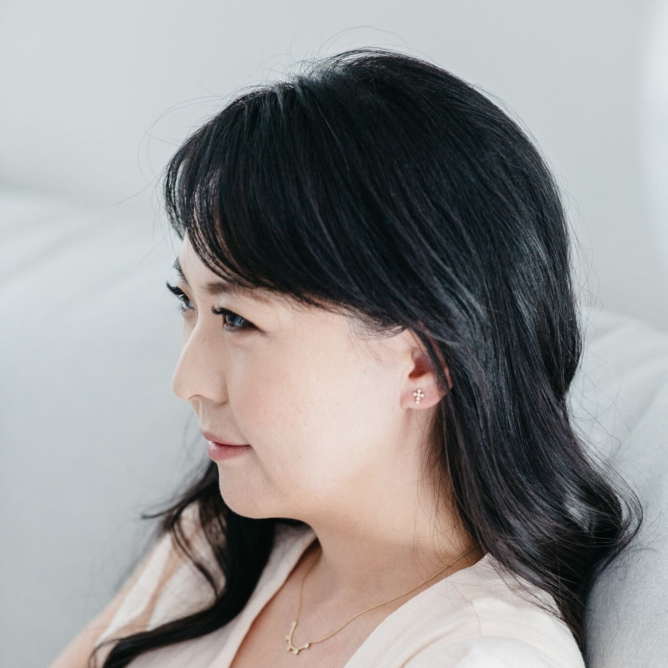 Diamond Milgrain Bezel Cross Earrings - Easter Ahn Design