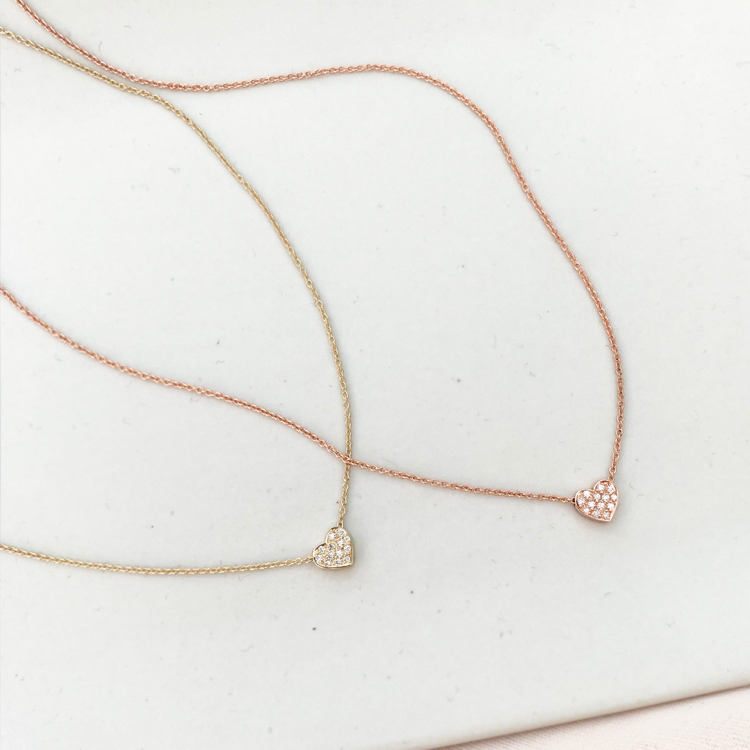 Mini Diamond Pave Heart Necklace - Easter Ahn Design