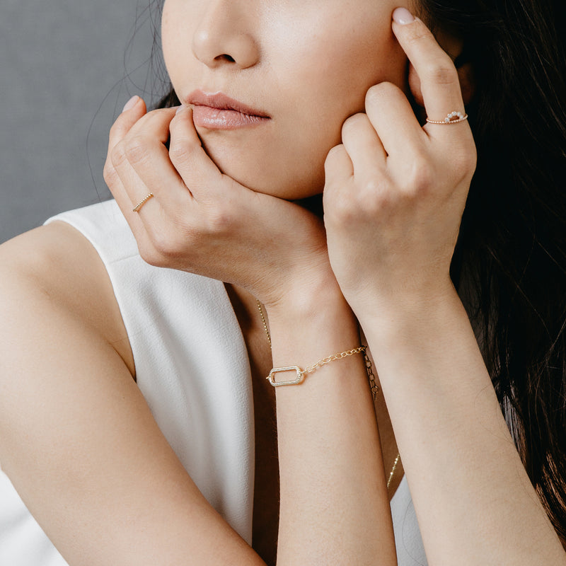 Long Oval Diamond Beaded Bracelet - Easter Ahn Design